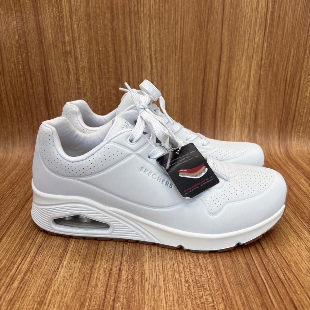 Skechers Uno Stand On Air Women 10 White 73690/WHT Air Cooled Memory Foam NEW